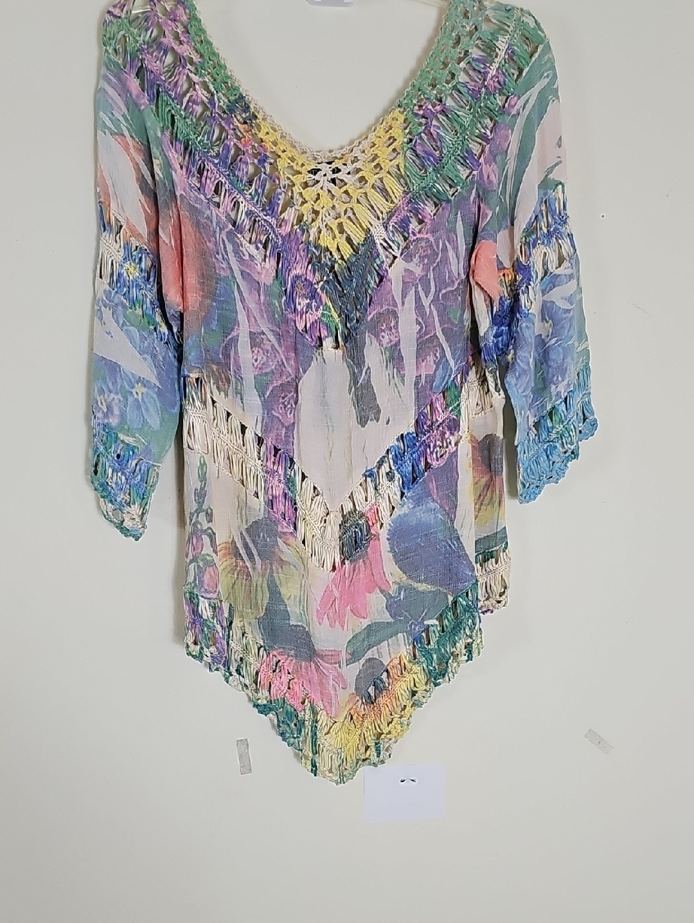 Dor Dos Boho Floral Crochet V-Neck Women's Top - Multicolor Size S
